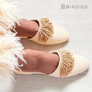 Birdies raffia fringe slides